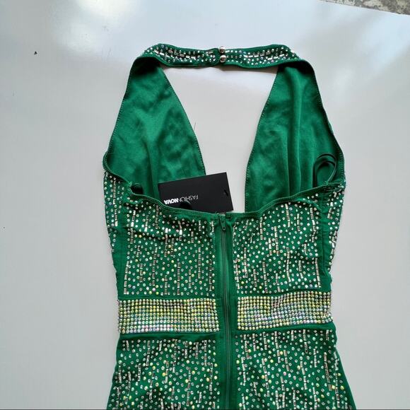 Fashion Nova Ready For A Party Rhinestone Mini Dress Set in Green - Picture 5 of 16